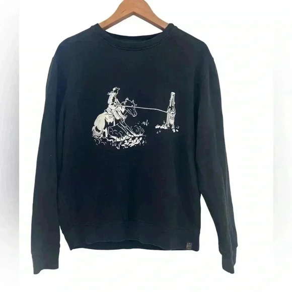 Lucky Brand Lasso Sueded Crew Sweatshirt. Black Size Medium - Picture 9 of 9